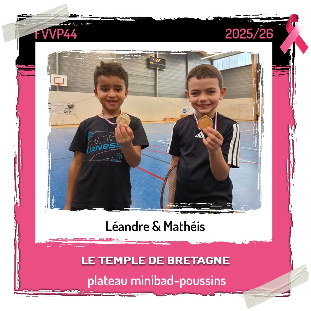 Léandre & Mathéis au 1er Plateau minibad-poussins de l'AVT